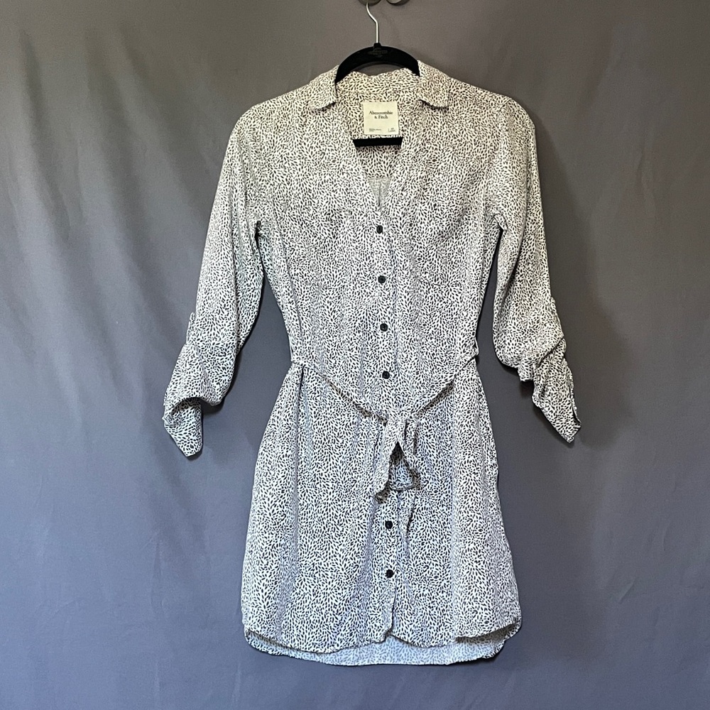 A&F Geometric/Safari print collared shirt dress
